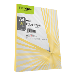 ProMate Colour Paper Cream 80GSM 250 Sheets Pack