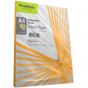 ProMate Colour Paper Butterscotch Yellow 80 GSM 250 Sheets Pack