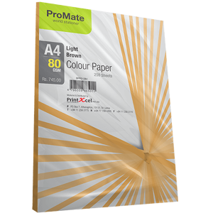 ProMate Colour Paper Light Brown 80 Gsm 250 Sheets Pack