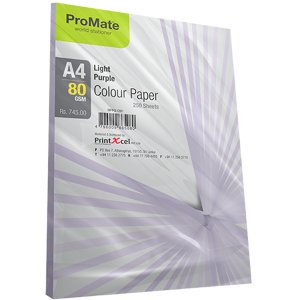 ProMate Colour Paper Light Purple 80 Gsm 250 Sheets Pack