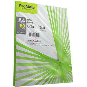 ProMate Colour Paper Lime Green 80 Gsm 250 Sheets Pack